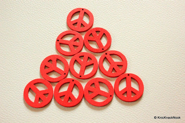 10 x Red Peace Wood Beads 24mm